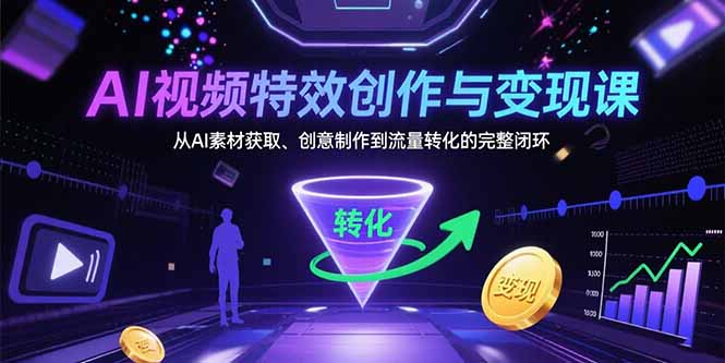 AI视频特效创作与变现课：从AI素材获取、创意制作到流量转化的完整闭环-智库云网创
