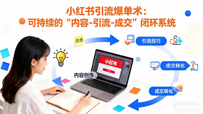 小红书引流爆单术：构建一套低成本 可持续的“内容-引流-成交”闭环系统-智库云网创