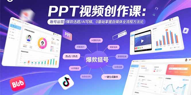 PPT视频创作课：账号运营/爆款选题/AI写稿，0基础掌握自媒体全流程方法论-智库云网创