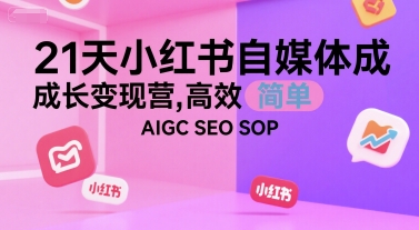 21天小红书自媒体成长变现营，高效 简单 AIGC SEO SOP-智库云网创