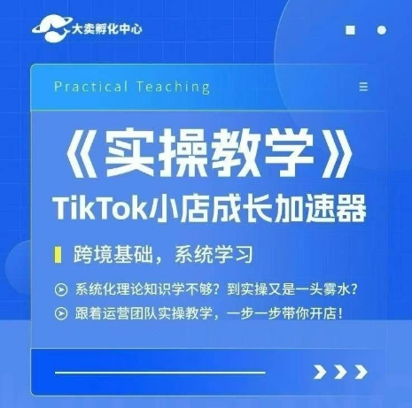 大卖家孵化中心TikTok实操课，TikTok小店成长加速器，跨境基础系统学习，一步一步带你开店-智库云网创