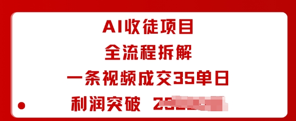 AI收徒项目全流程拆解一条视频成交35单日利润突破1k+-智库云网创