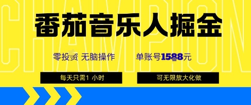 番茄音乐人掘金，单账号最高可撸1k+，可无限矩阵去做，零投入-智库云网创