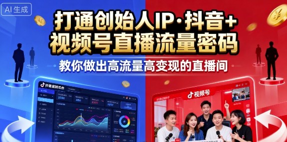25年直播9-10两期线下课，打通创始人IP，抖音+视频号直播流量密码，教你做出高流量高变现的直播间-智库云网创