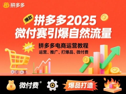 拼多多2025微付费引爆自然流量，拼多多电商运营教程，运营、推广、打爆品、微付费(更新)-智库云网创