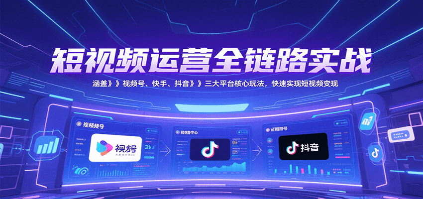 短视频运营全链路实战，涵盖视频号、快手、抖音三大平台核心玩法，快速实现变现！-智库云网创