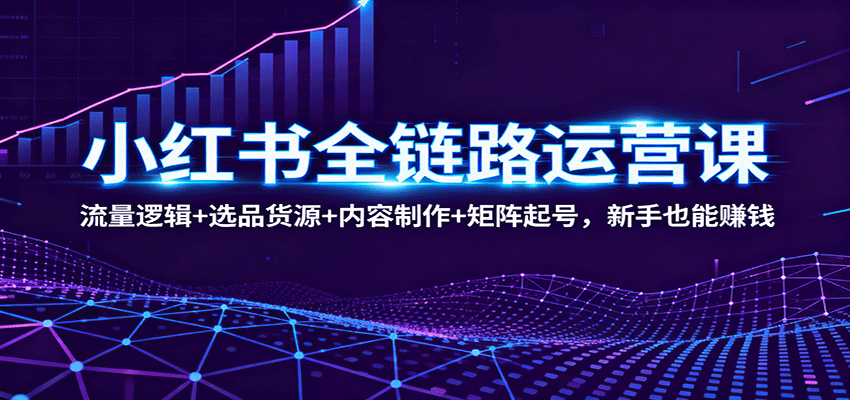 小红书全链路运营课：流量逻辑+选品货源+内容制作+矩阵起号，新手也能赚钱-智库云网创