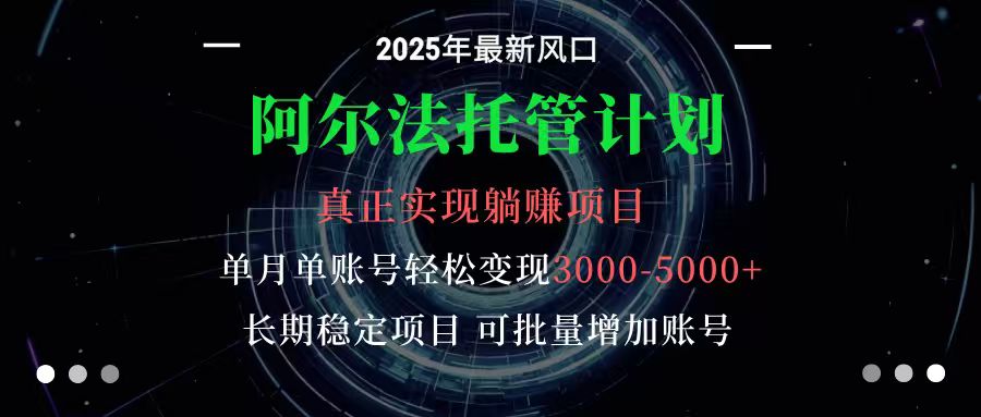 阿尔法托管计划 单账号月入3000-5000，长期稳定项目，新手小白轻松上手-智库云网创