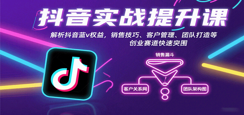 抖音实战提升课：解析抖音蓝v权益，销售技巧、客户管理、团队打造等创业赛道快速突围-智库云网创