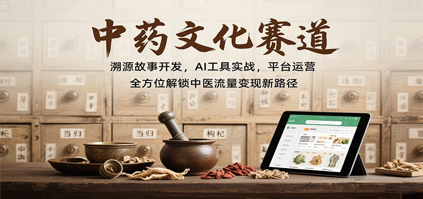中药文化赛道：溯源故事开发，AI工具实战，平台运营，全方位解锁中医流量变现新路径-智库云网创