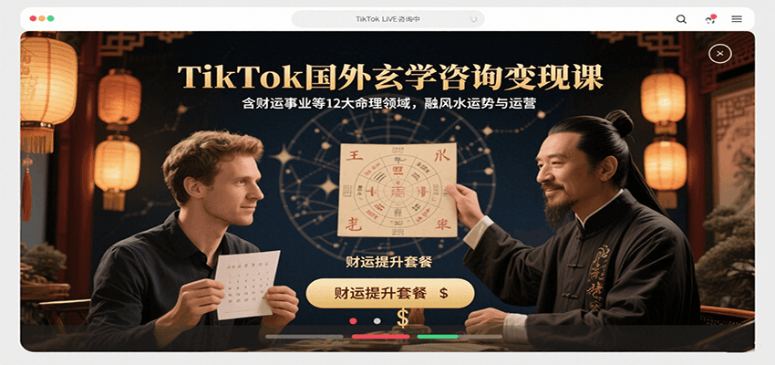 TikTok国外玄学咨询变现课，含财运事业等12大命理领域，融风水运势与运营-智库云网创