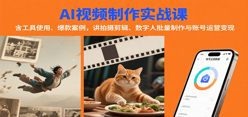 AI视频制作实战：含工具使用、爆款案例，讲拍摄剪辑、数字人批量制作与账号运营变现-智库云网创