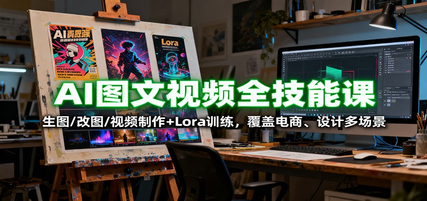 AI图文视频全技能课：生图/改图/视频制作+Lora训练，覆盖电商 、设计多场景-智库云网创