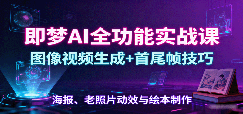 即梦AI全功能实战课：图像视频生成+首尾帧技巧，海报、老照片动效与绘本制作-智库云网创