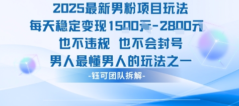 2025最新男粉项目玩法每天变现1k+也不违规也不会封号男人最懂男人的玩法-智库云网创