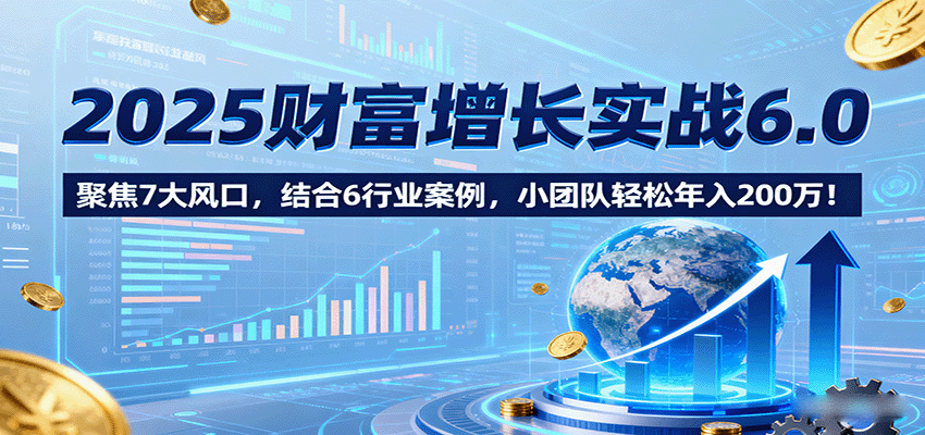 2025财富增长实战6.0，聚焦7大风口，结合6行业案例，小团队轻松年入200万！-智库云网创