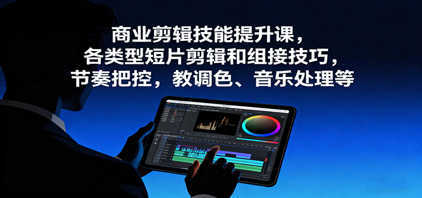 商业剪辑技能提升课，各类型短片剪辑和组接技巧，节奏把控，教调色、音乐处理等-智库云网创