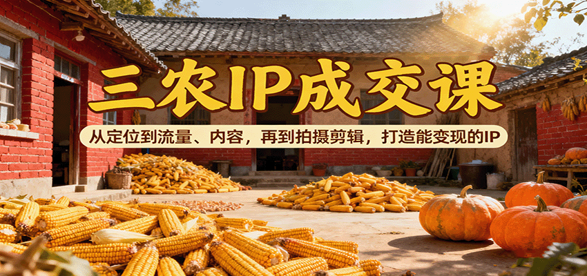 三农IP成交课：从定位到流量、内容，再到拍摄剪辑，打造能变现的IP-智库云网创