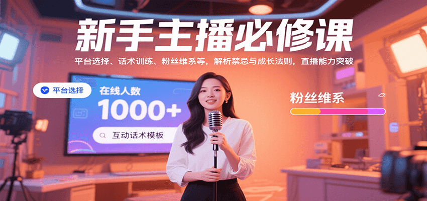 新手主播必修课：平台选择、话术训练、粉丝维系等，解析禁忌与成长法则，突破直播能力-智库云网创