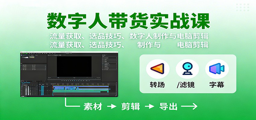 数字人变现实战课：流量获取、选品技巧、数字人制作与电脑剪辑-智库云网创