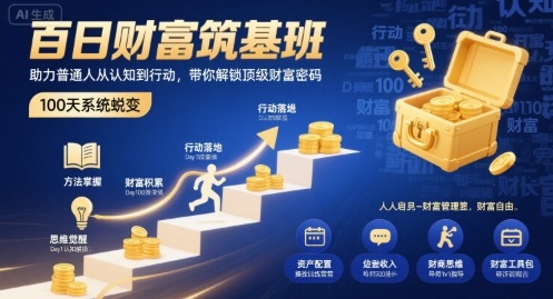 百日财富筑基班，助力普通人从认知到行动，带你解锁顶级财富密码-智库云网创
