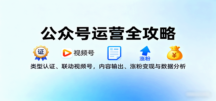 公众号运营全攻略：类型认证、联动视频号，内容输出、涨粉变现与数据分析-智库云网创