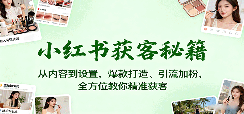 小红书获客秘籍：从内容到设置，爆款打造、引流加粉，全方位教你精准获客-智库云网创