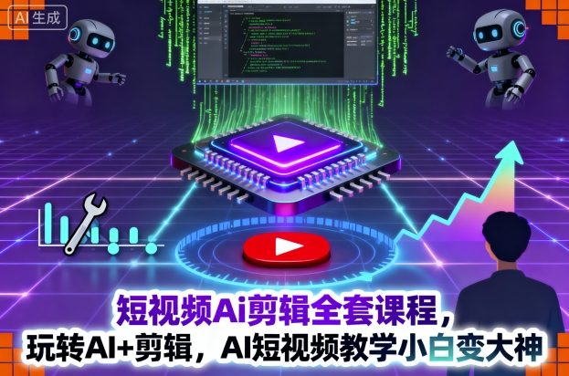短视频Ai剪辑全套课程，玩转AI+剪辑，AI短视频教学小白变大神-智库云网创