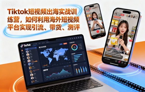 Tiktok短视频出海实战训练营，如何利用海外短视频平台实现引流、带货、测评-智库云网创