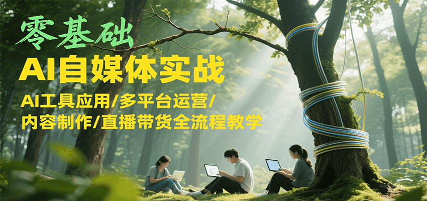 零基础AI自媒体实战，AI工具应用/多平台运营/内容制作/直播带货全流程教学-智库云网创