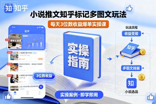 小说推文知乎标记多图文玩法，每天3位数收益爆单实操课-智库云网创