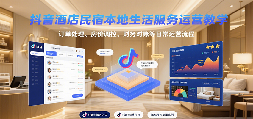 抖音酒店民宿本地生活服务运营教学，订单处理、房价调控、财务对账等日常运营流程-智库云网创