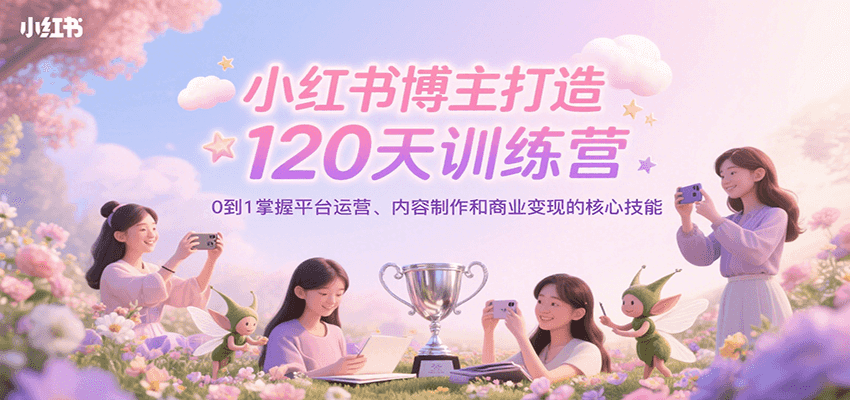 小红书博主打造120天训练营，0到1掌握平台运营、内容制作和商业变现-智库云网创