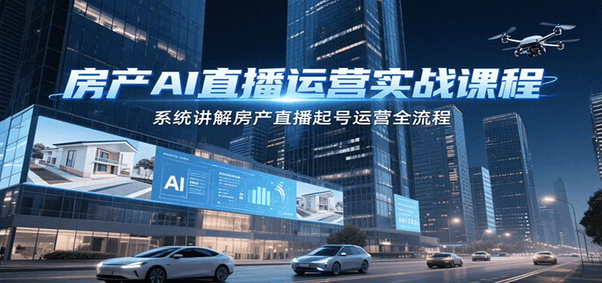 房产AI直播运营实战课程，系统讲解房产直播起号运营全流程-智库云网创