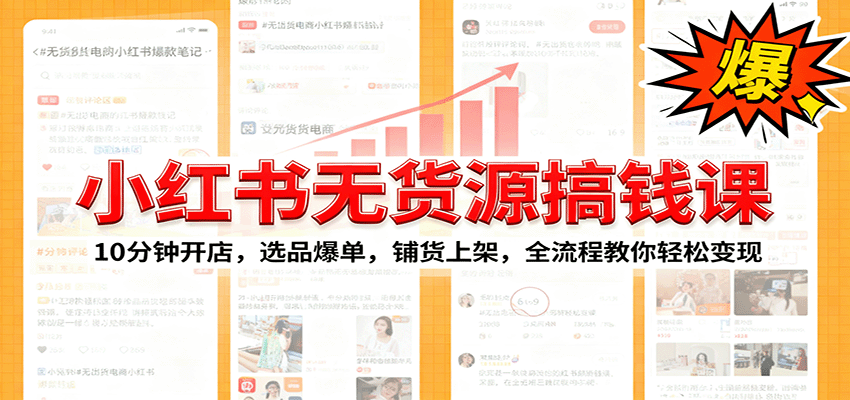 小红书无货源爆单课：10分钟开店，选品爆单，铺货上架，全流程教你轻松变现-智库云网创