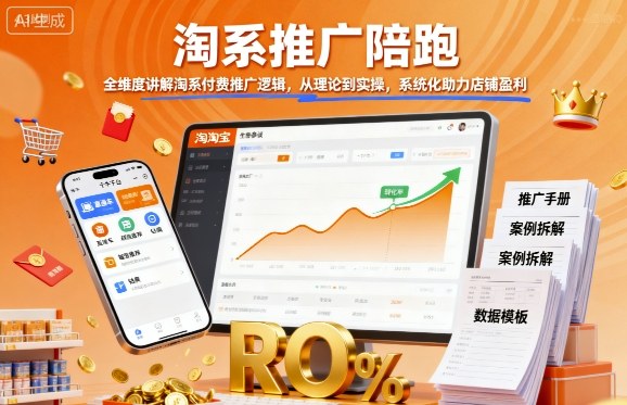 淘系推广陪跑，全维度讲解淘系付费推广逻辑，从理论到实操，系统化助力店铺盈利-智库云网创