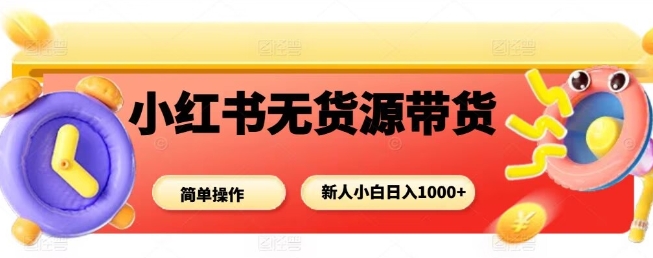 小红书无货源带货项目，简单无脑，新人小白日入多张-智库云网创