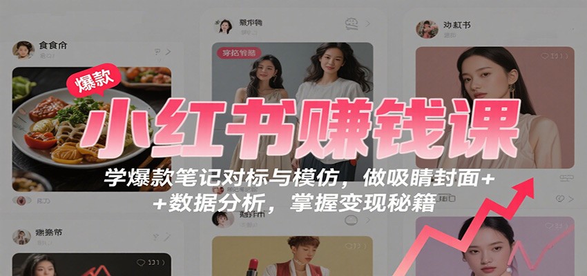 小红书赚钱课：学爆款笔记对标与模仿，做吸睛封面 + 数据分析，掌握变现秘籍-智库云网创