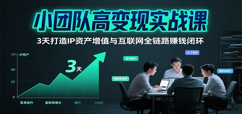 小团队高变现实战课，3天打造IP资产增值与互联网全链路赚钱闭环(第二期)-智库云网创