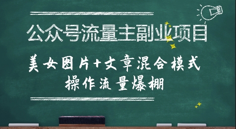 公众号流量主副业项目，美女图片+文章混合模式操作流量爆棚-智库云网创