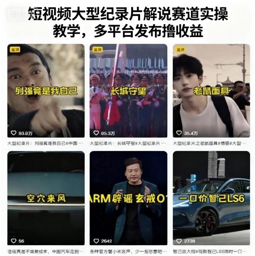 短视频大型纪录片解说赛道实操教学，多平台发布撸收益-智库云网创