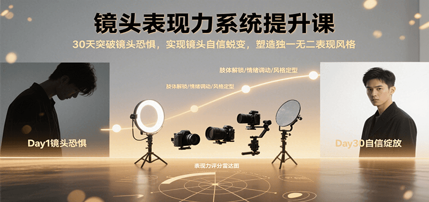 镜头表现力系统提升课，30天突破镜头恐惧实现自信蜕变，塑造独一无二表现风格-智库云网创