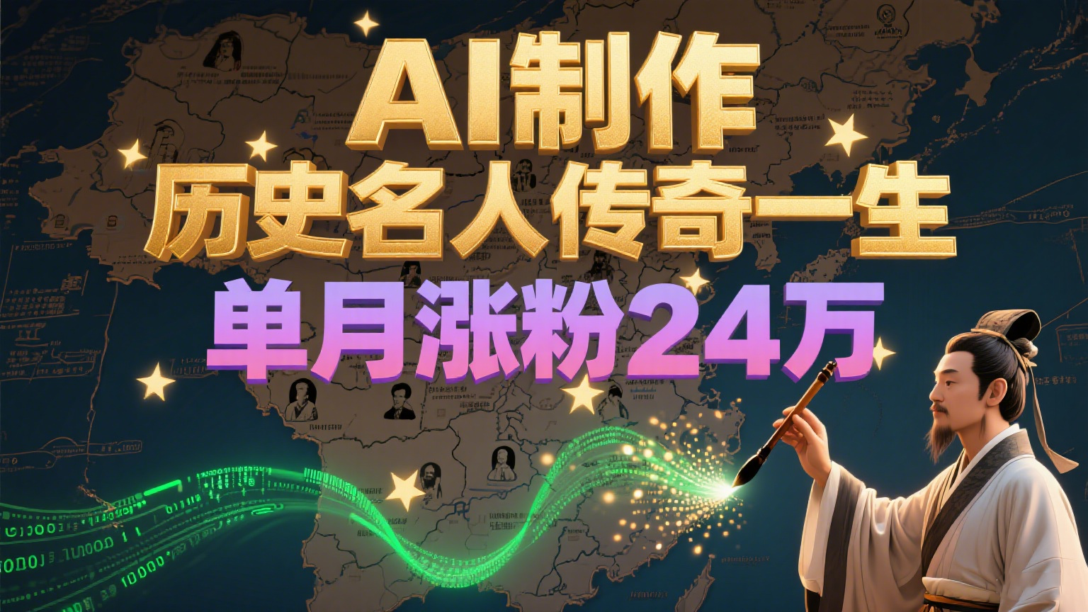暴力起号！用AI制作历史名人传奇一生，单月涨粉24万，涨粉+变现赛道黑马来了-智库云网创