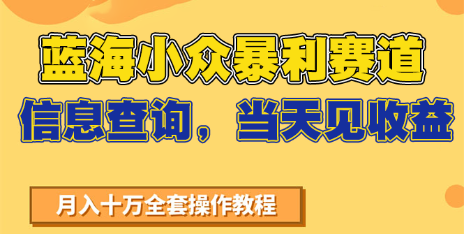 蓝海小众暴利赛道，信息查询，当天见收益，不讲玄学，7天搞了2万+-智库云网创