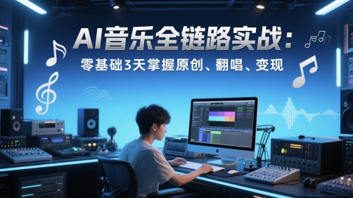 AI音乐全链路实战变现课：零基础3天掌握原创、翻唱、变现-智库云网创