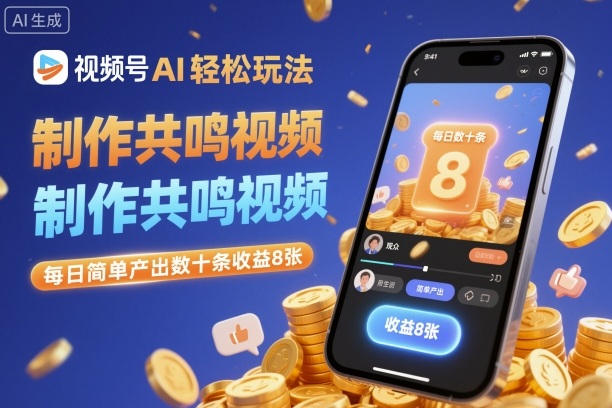 视频号AI轻松玩法，制作共鸣视频，每日简单产出数十条收益8张-智库云网创