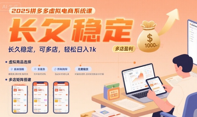2025拼多多虚拟电商系统课，长久稳定，可多店，轻松日入1k-智库云网创