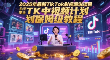 2025年最新TikTok影视解说项目，新手也能挣美金，TK中视频计划保姆级教程-智库云网创