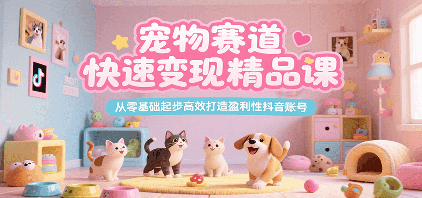 宠物赛道快速变现精品课，从零基础起步高效打造盈利性抖音账号-智库云网创