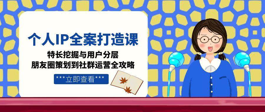 个人IP全案打造课，特长挖掘与用户分层，朋友圈策划到社群运营全攻略-智库云网创